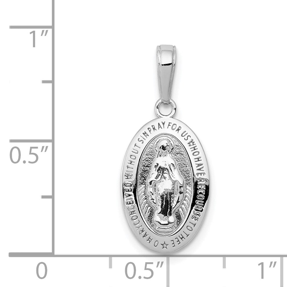 14k White Gold 11 mm Miraculous Medal Pendant (1.47 grams)