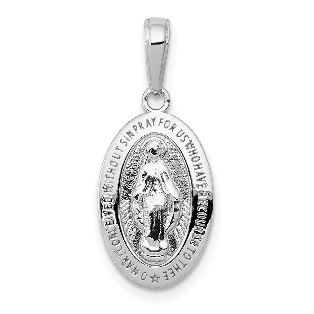 14k White Gold 11 mm Miraculous Medal Pendant (1.47 grams)