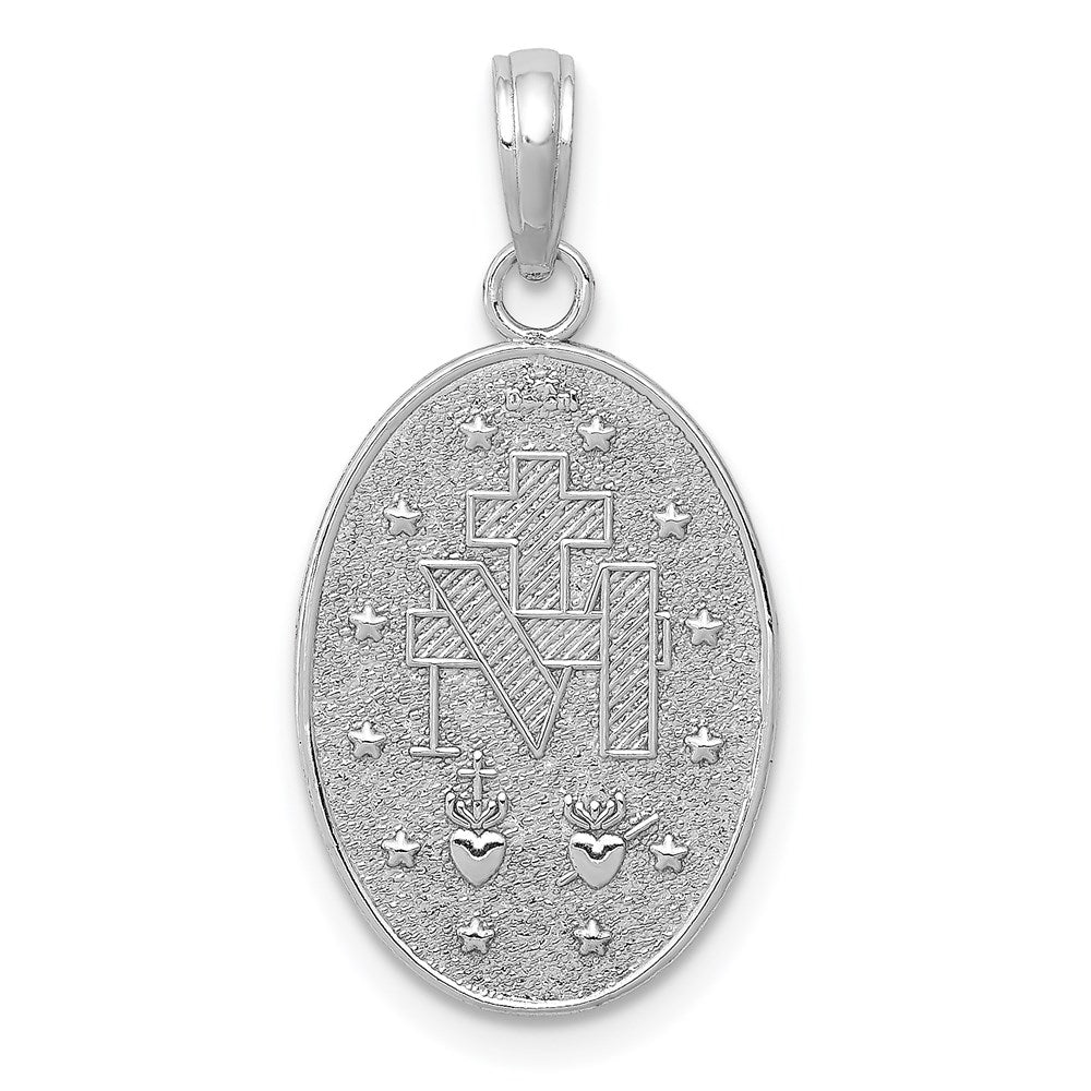 14k White Gold 13 mm Miraculous Medal Pendant (2.03 grams)