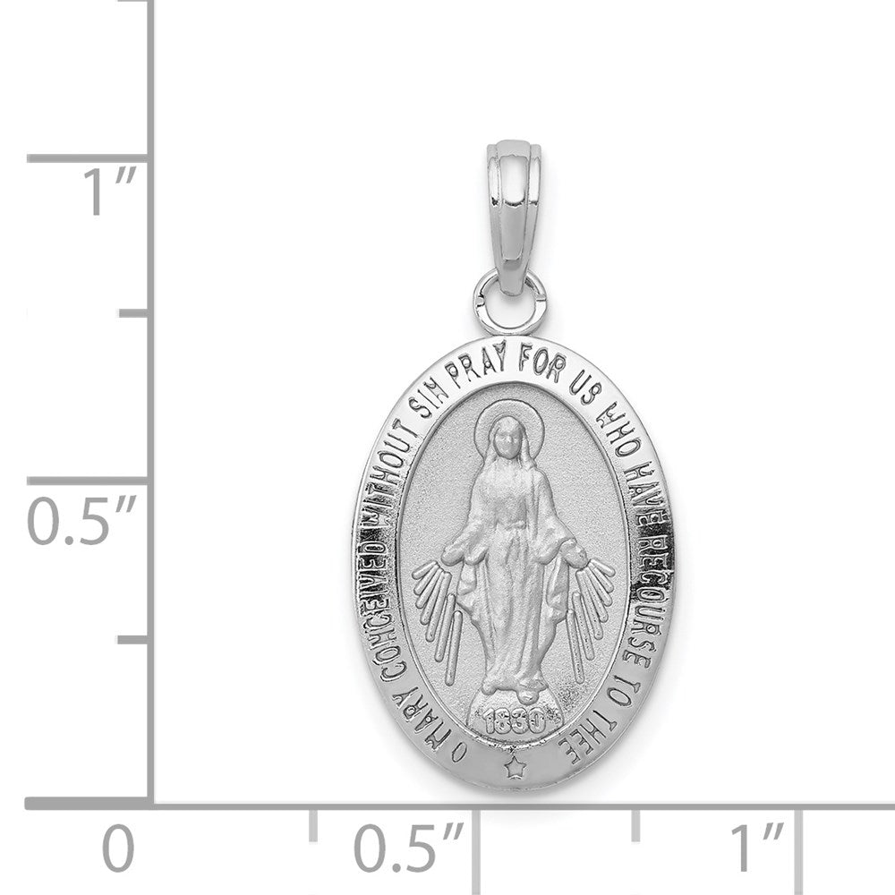 14k White Gold 13 mm Miraculous Medal Pendant (2.03 grams)