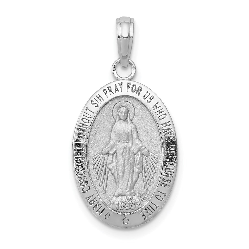 14k White Gold 13 mm Miraculous Medal Pendant (2.03 grams)
