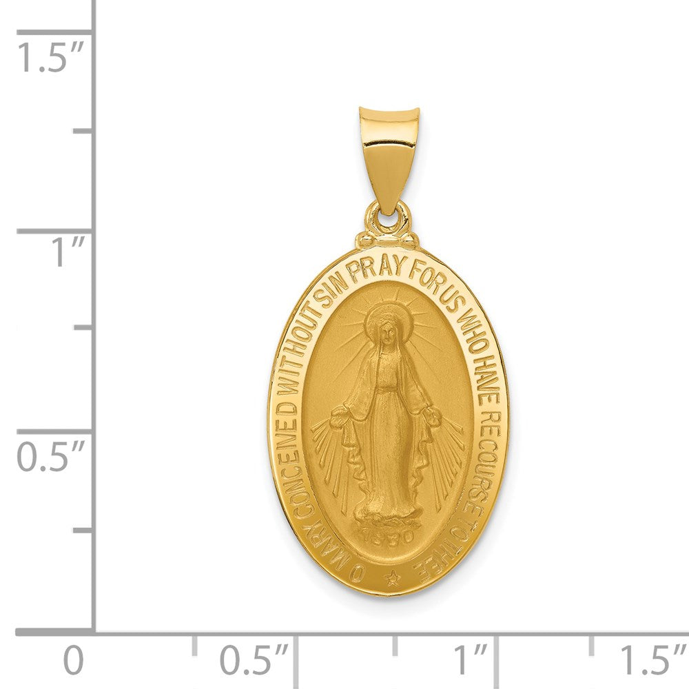 14k Yellow Gold 16 mm Hollow Miraculous Medal Oval Pendant (1.66 grams)