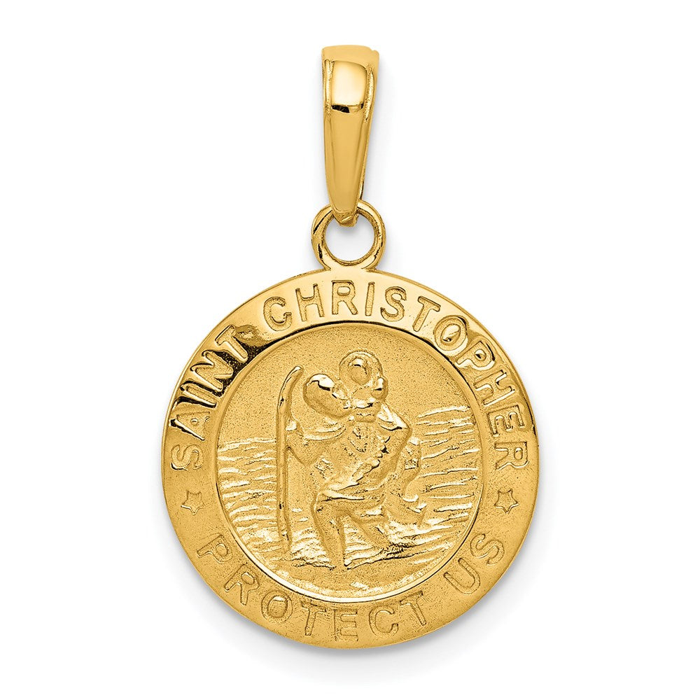 14k Yellow Gold 15 mm Saint Christopher Medal Charm (1.74 grams)