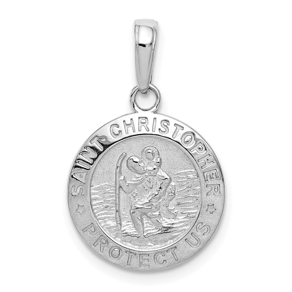 14k White Gold 15 mm Saint Christopher Medal Charm (1.6 grams)