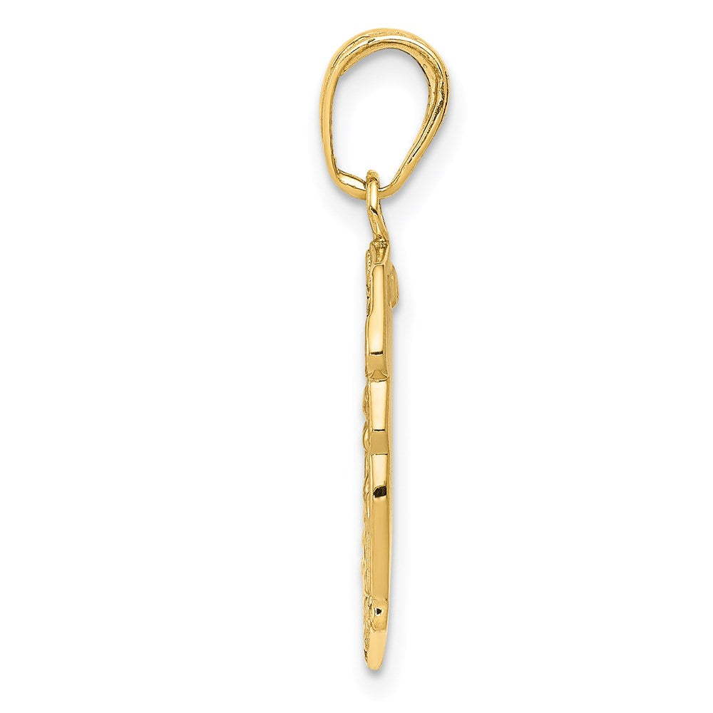 14k Yellow Gold 15 mm Saint Michael Medal Badge Pendant (2.09 grams)