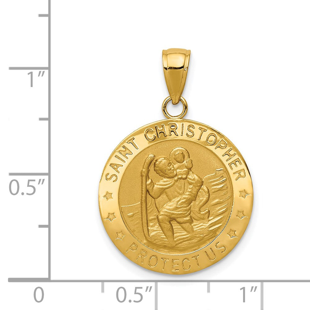 14k Yellow Gold 19 mm Saint Christopher Medal Pendant (2.34 grams)