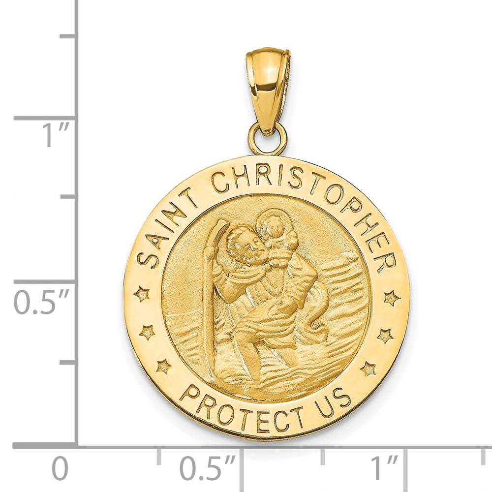 14k Yellow Gold 22 mm Saint Christopher Medal Pendant (3.37 grams)