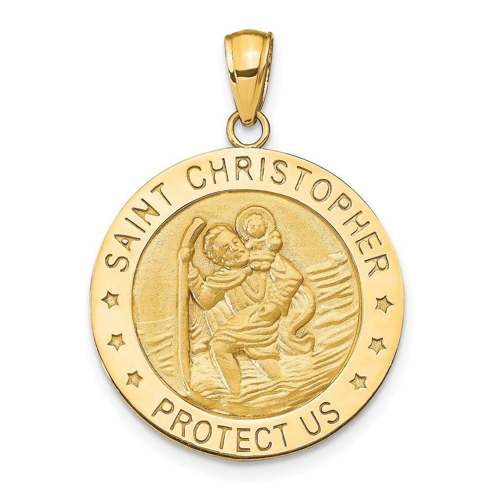 14k Yellow Gold 22 mm Saint Christopher Medal Pendant (3.37 grams)