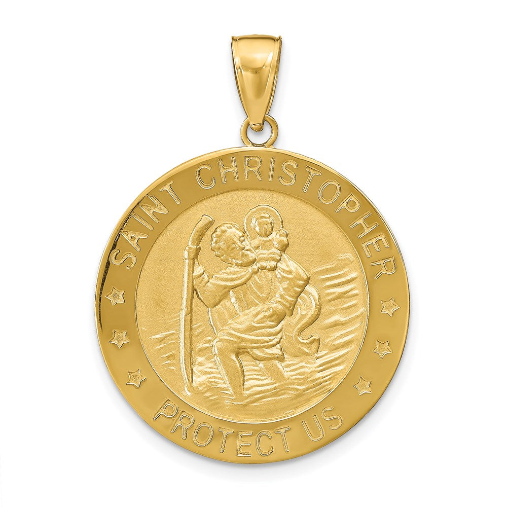 14k Yellow Gold 25 mm Saint Christopher Medal Pendant (4.82 grams)
