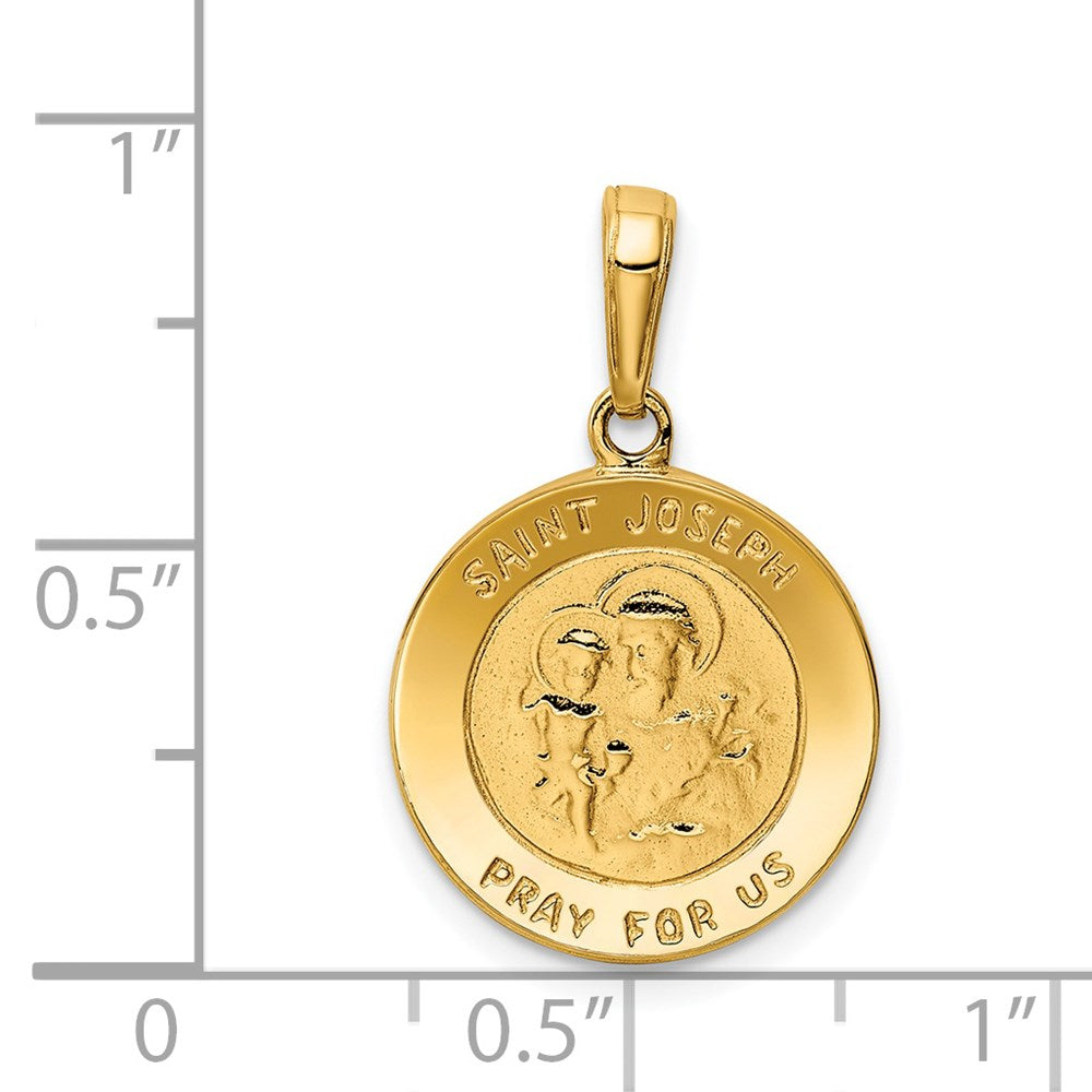 14k Yellow Gold 15 mm Saint Joseph Medal Charm (1.82 grams)