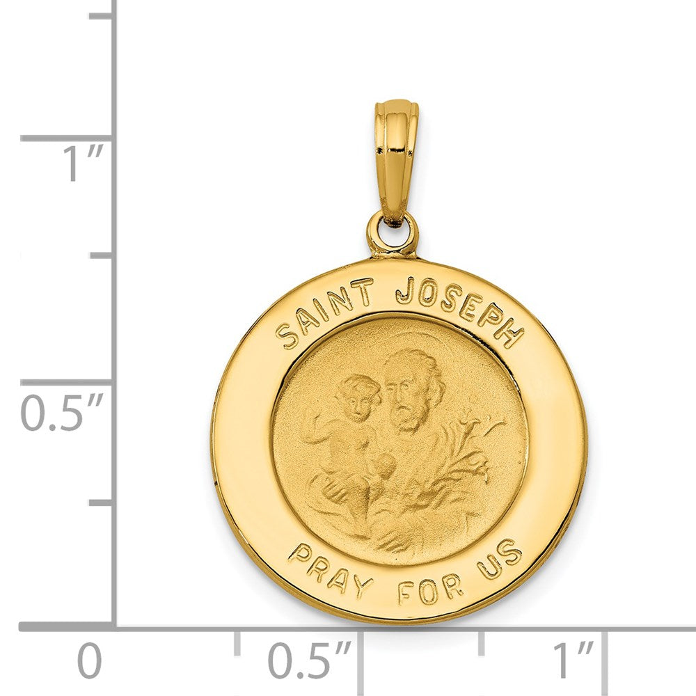 14k Yellow Gold 20 mm Saint Joseph Medal Pendant (2.59 grams)