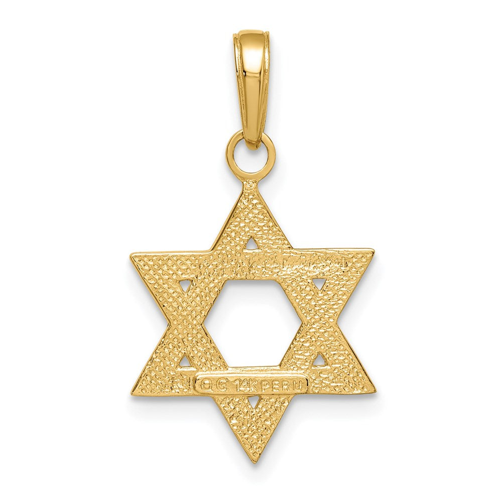 14k Yellow Gold 16 mm Solid Satin Star of David Charm (0.95 grams)