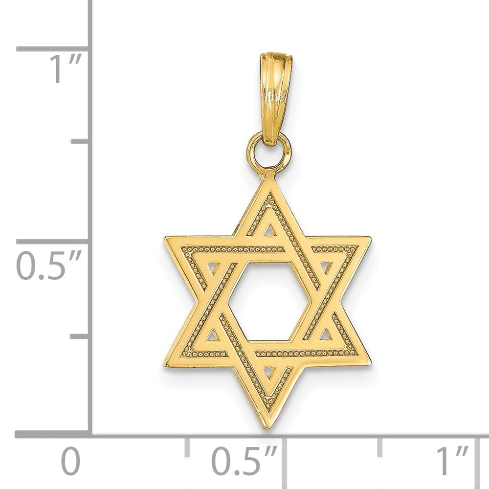14k Yellow Gold 16 mm Solid Satin Star of David Charm (0.95 grams)