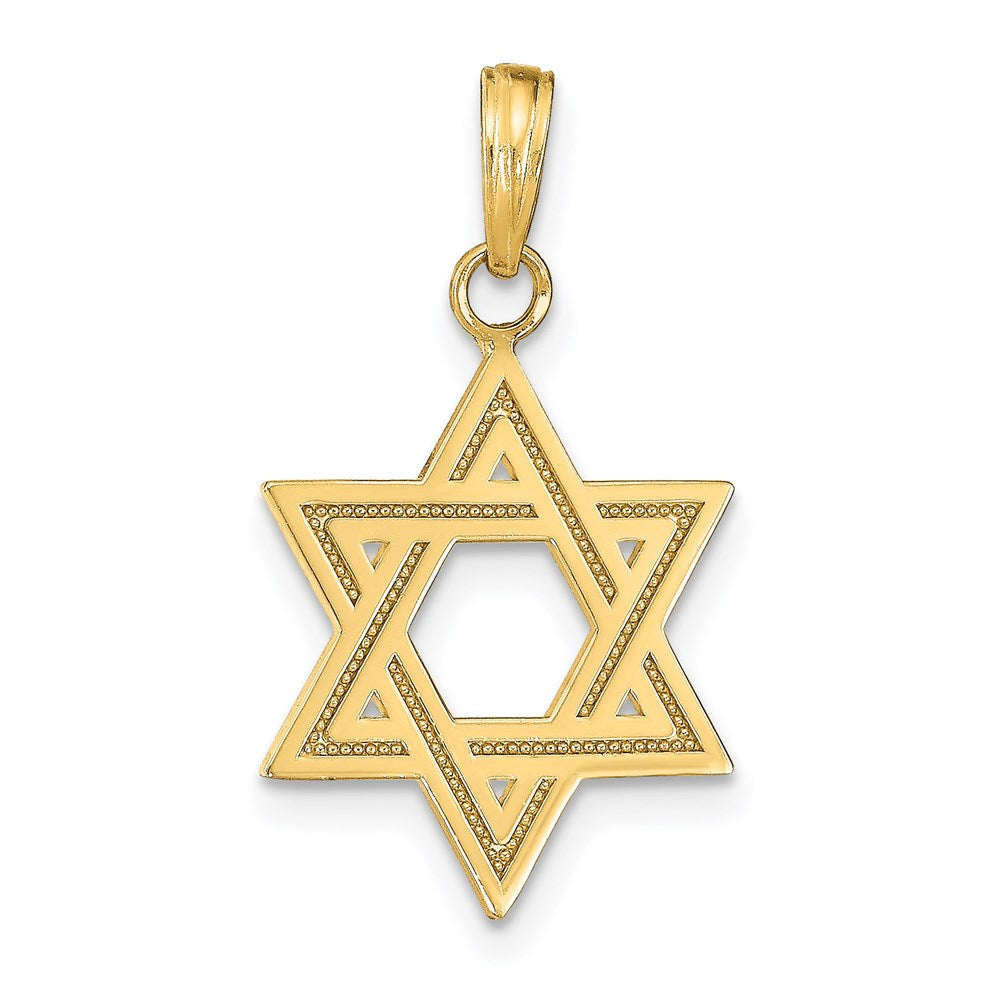 14k Yellow Gold 16 mm Solid Satin Star of David Charm (0.95 grams)