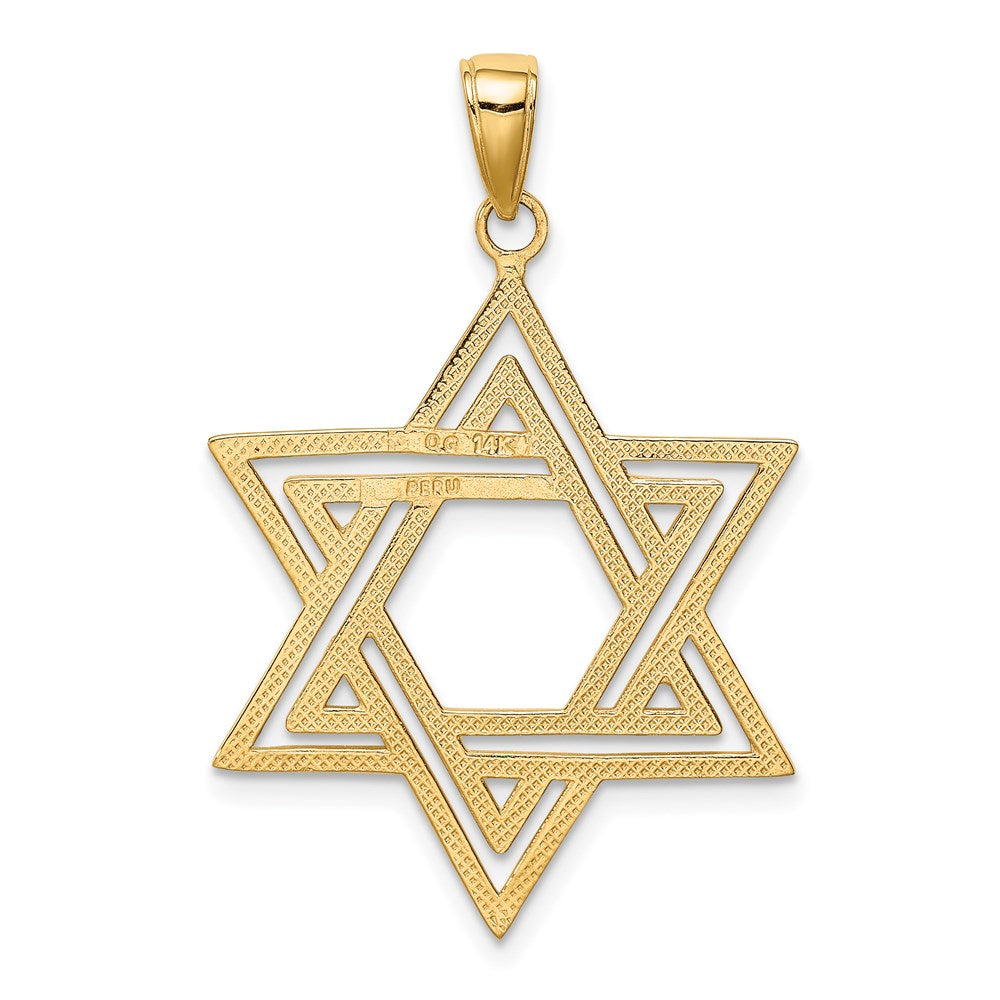 14k Yellow Gold 25 mm Solid Polished Star of David Charm (1.75 grams)
