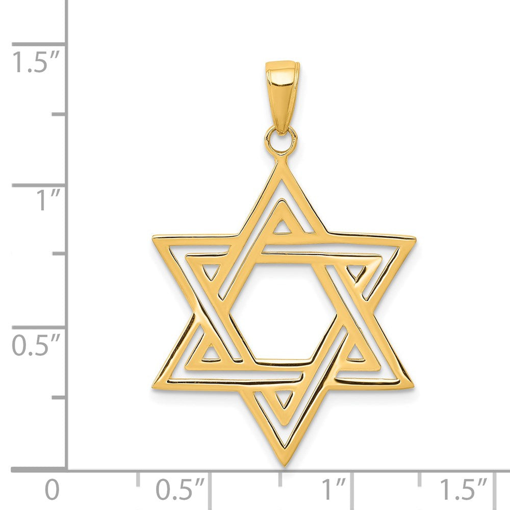 14k Yellow Gold 25 mm Solid Polished Star of David Charm (1.75 grams)