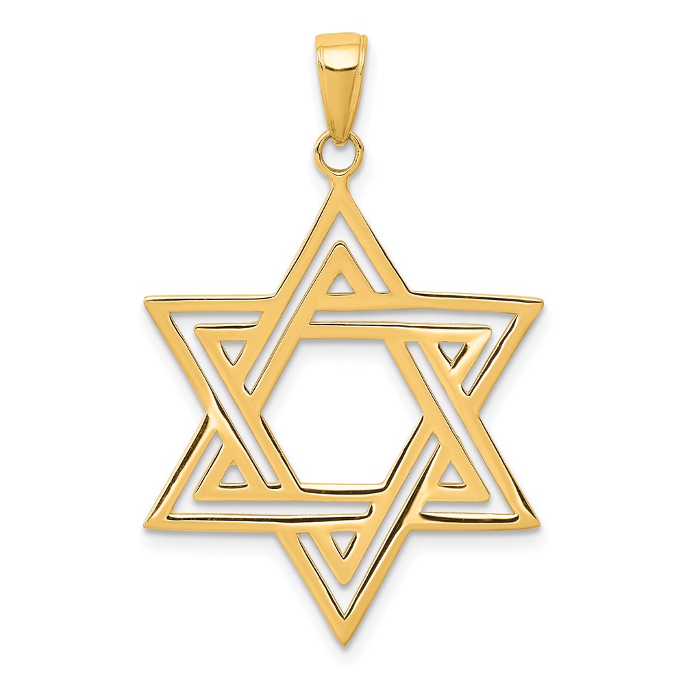 14k Yellow Gold 25 mm Solid Polished Star of David Charm (1.75 grams)