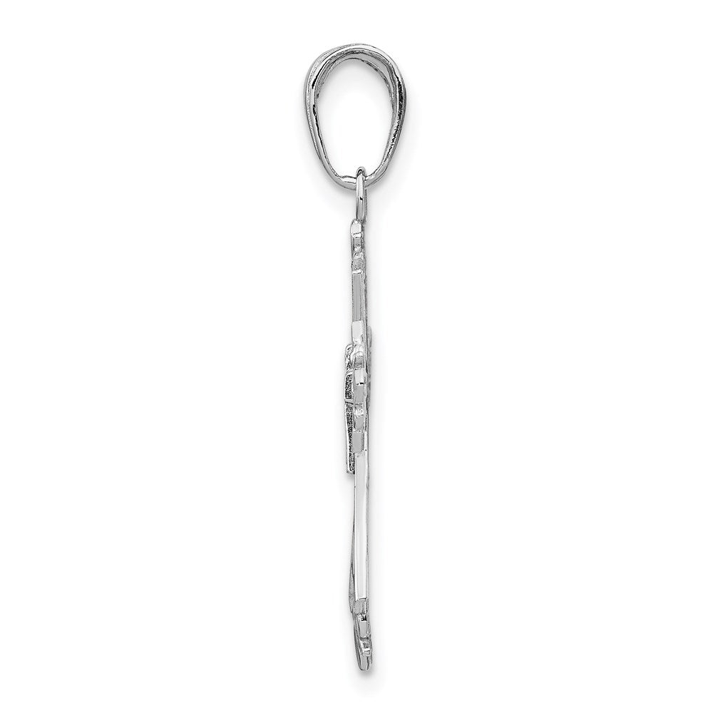 14k White Gold 16 mm Filigree Cross Charm (0.93 grams)