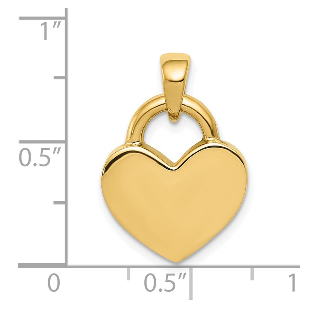 14k Yellow & Rhodium 16 mm Hollow Polished 3D Reversible Heart Charm (3.13 grams)