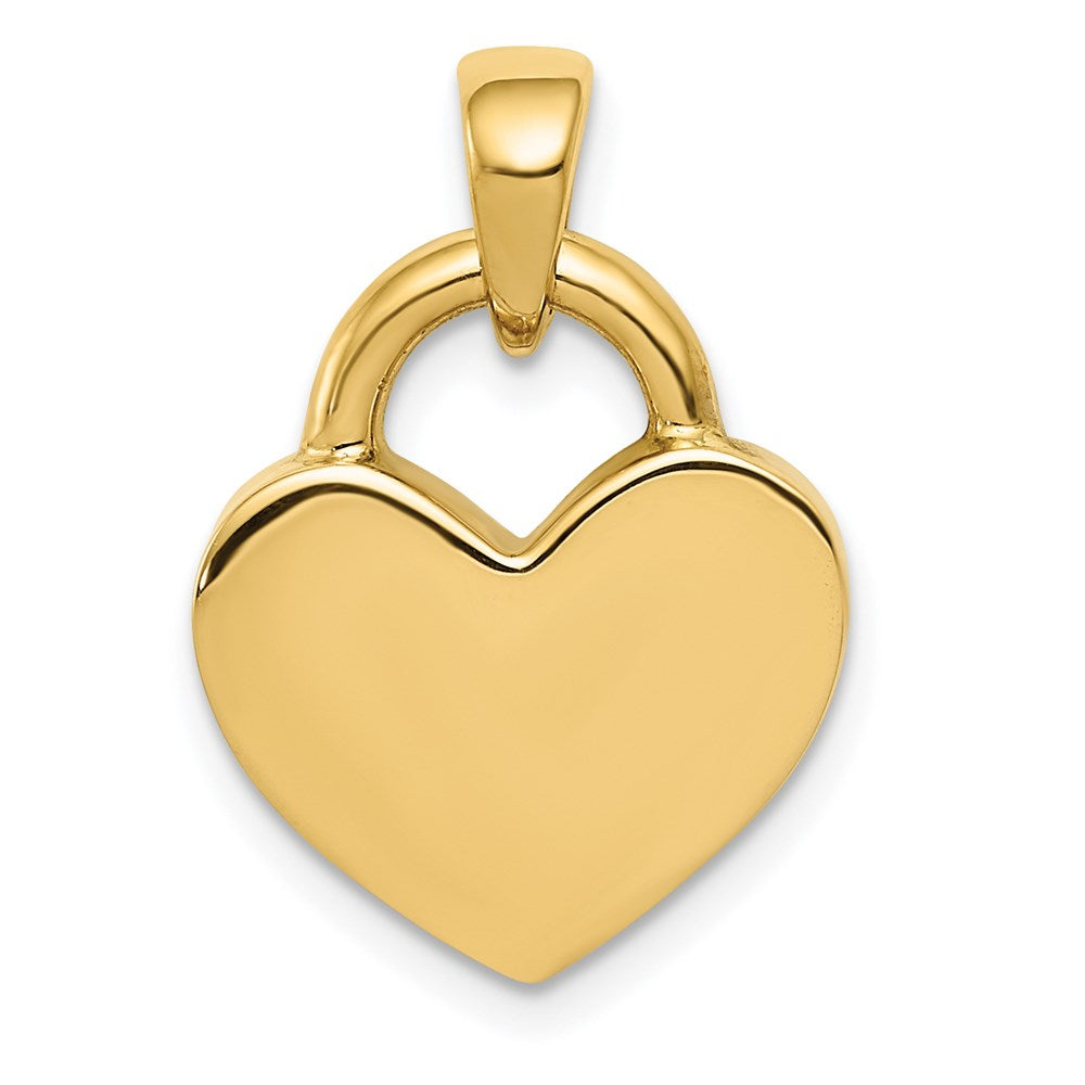 14k Yellow & Rhodium 16 mm Hollow Polished 3D Reversible Heart Charm (3.13 grams)