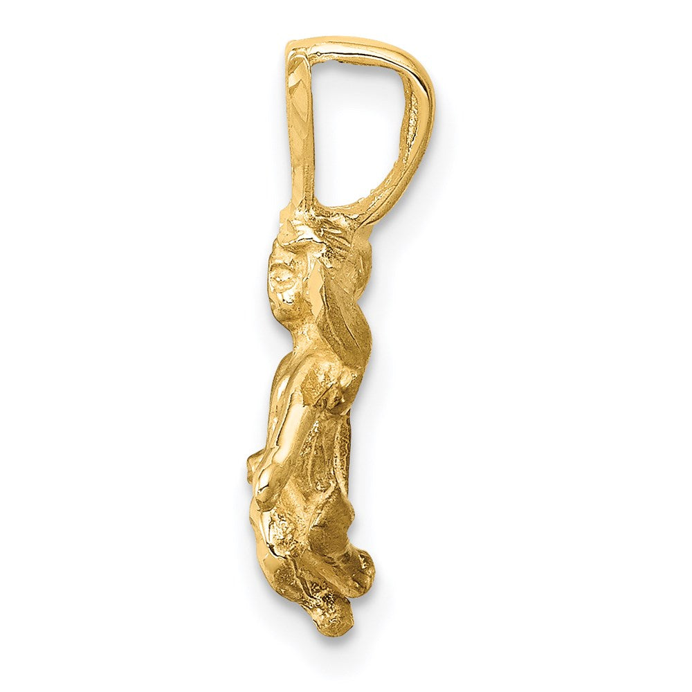 14k Yellow Gold 12 mm 3D Satin and Diamond-Cut Angel Charm (1.39 grams)