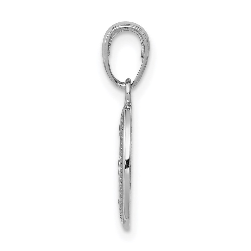 14k White Gold 8 mm Miraculous Medal Charm (0.95 grams)