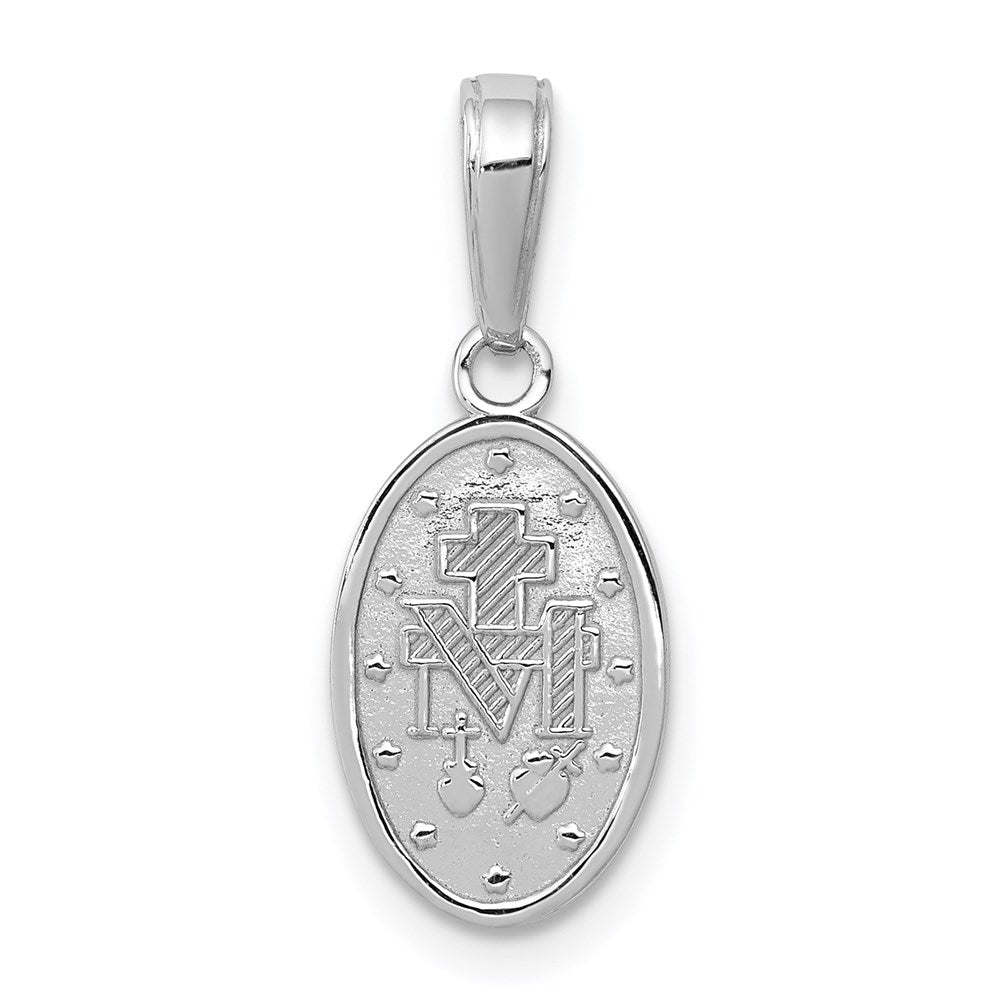 14k White Gold 8 mm Miraculous Medal Charm (0.95 grams)