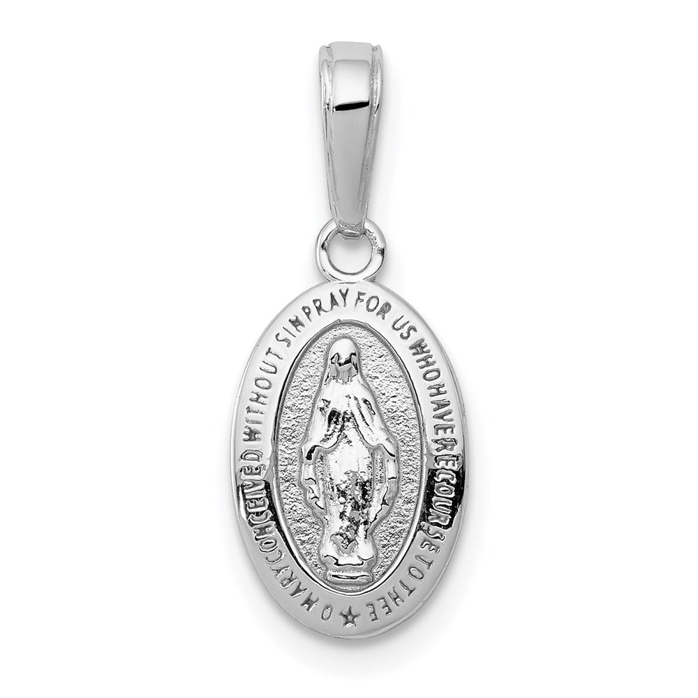 14k White Gold 8 mm Miraculous Medal Charm (0.95 grams)