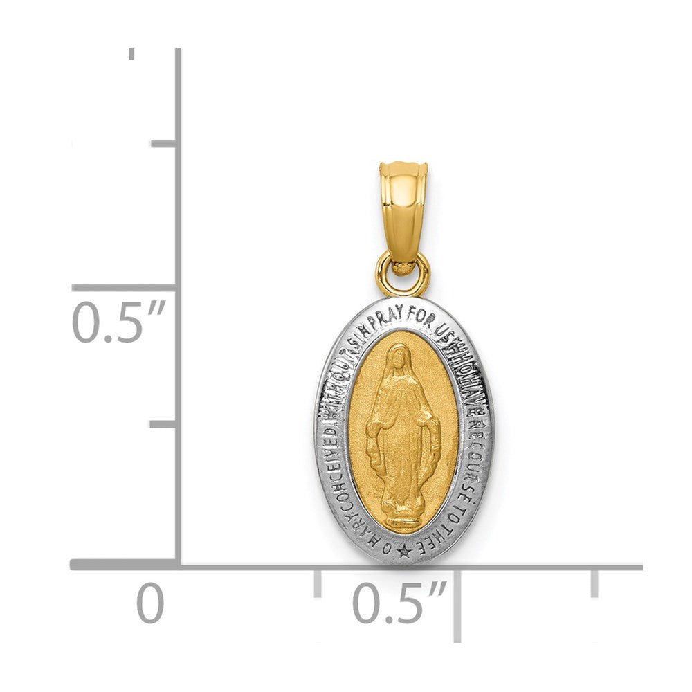 14k Yellow & Rhodium 8.5 mm Miraculous Medal Charm (0.97 grams)