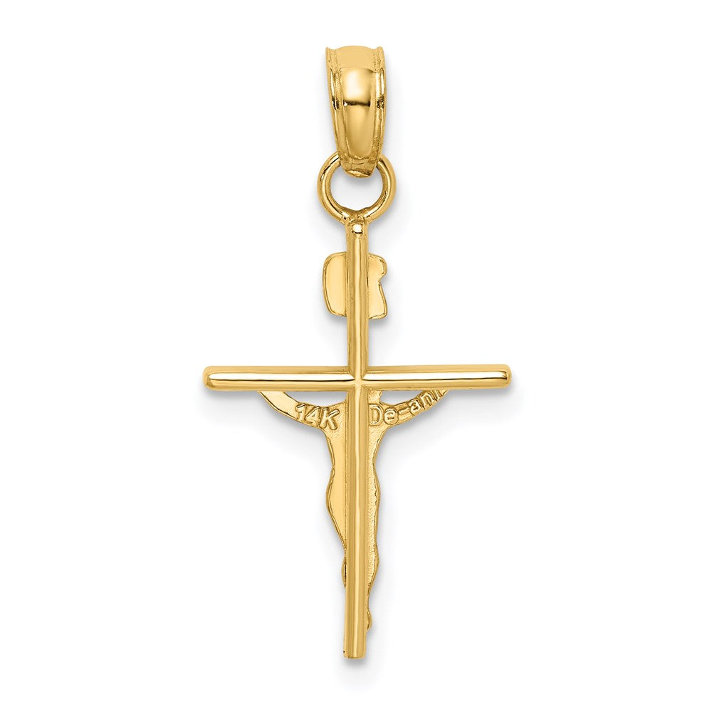14k Two-tone 12 mm INRI Crucifix Pendant (0.77 grams)