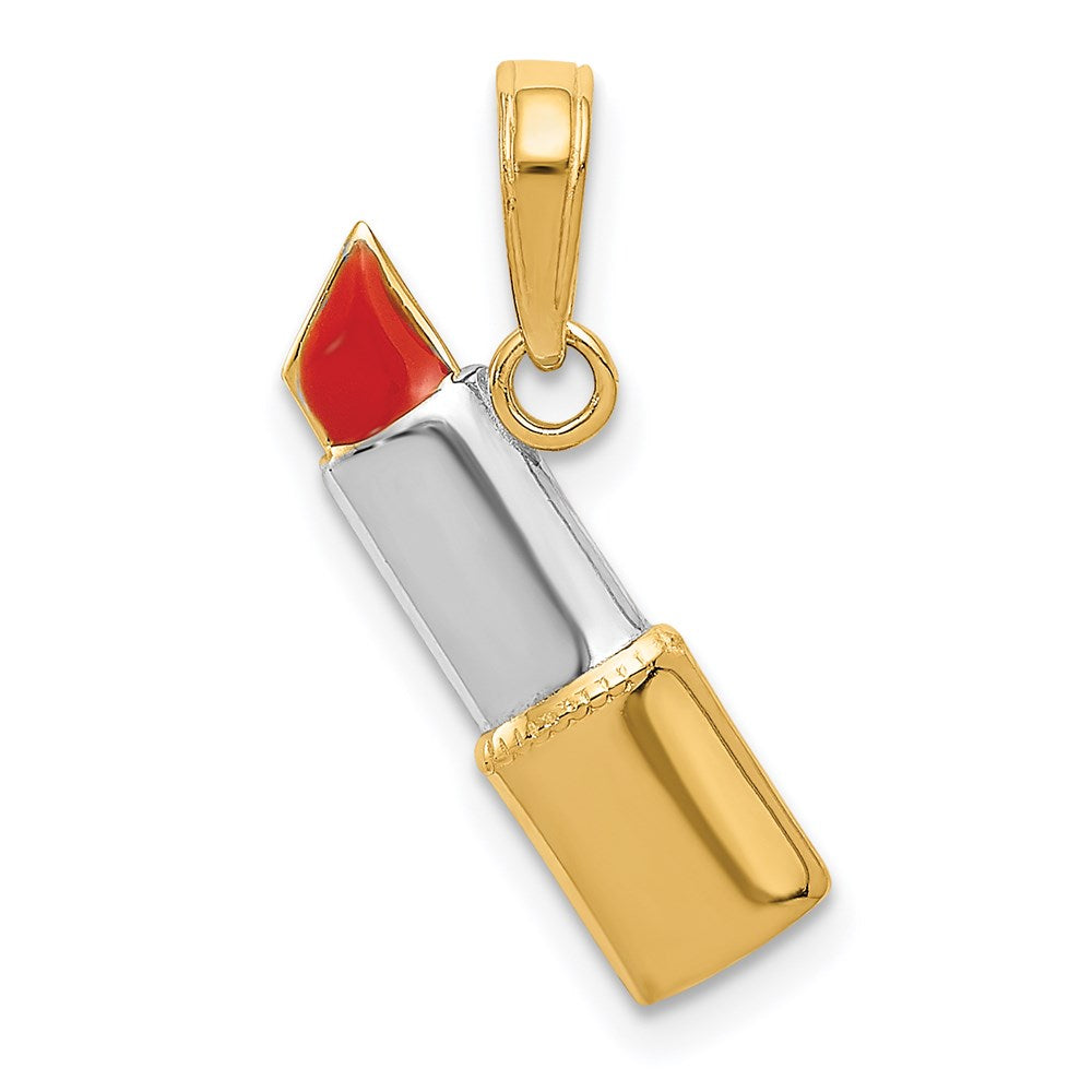 14k Yellow & Rhodium 19 mm Enameled Lipstick Charm (0.78 grams)