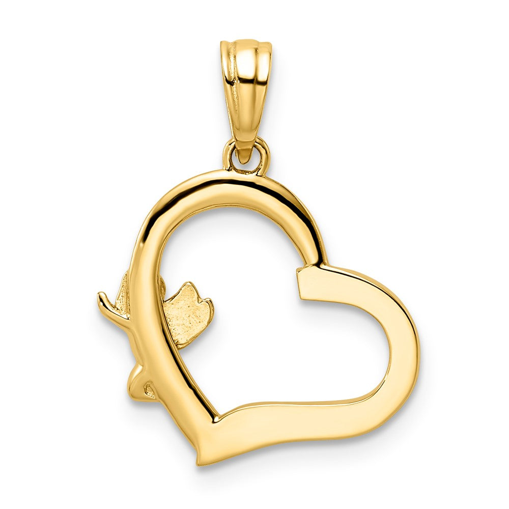 14k Yellow & Rhodium 17.37 mm Cherub on Heart Pendant (1.69 grams)