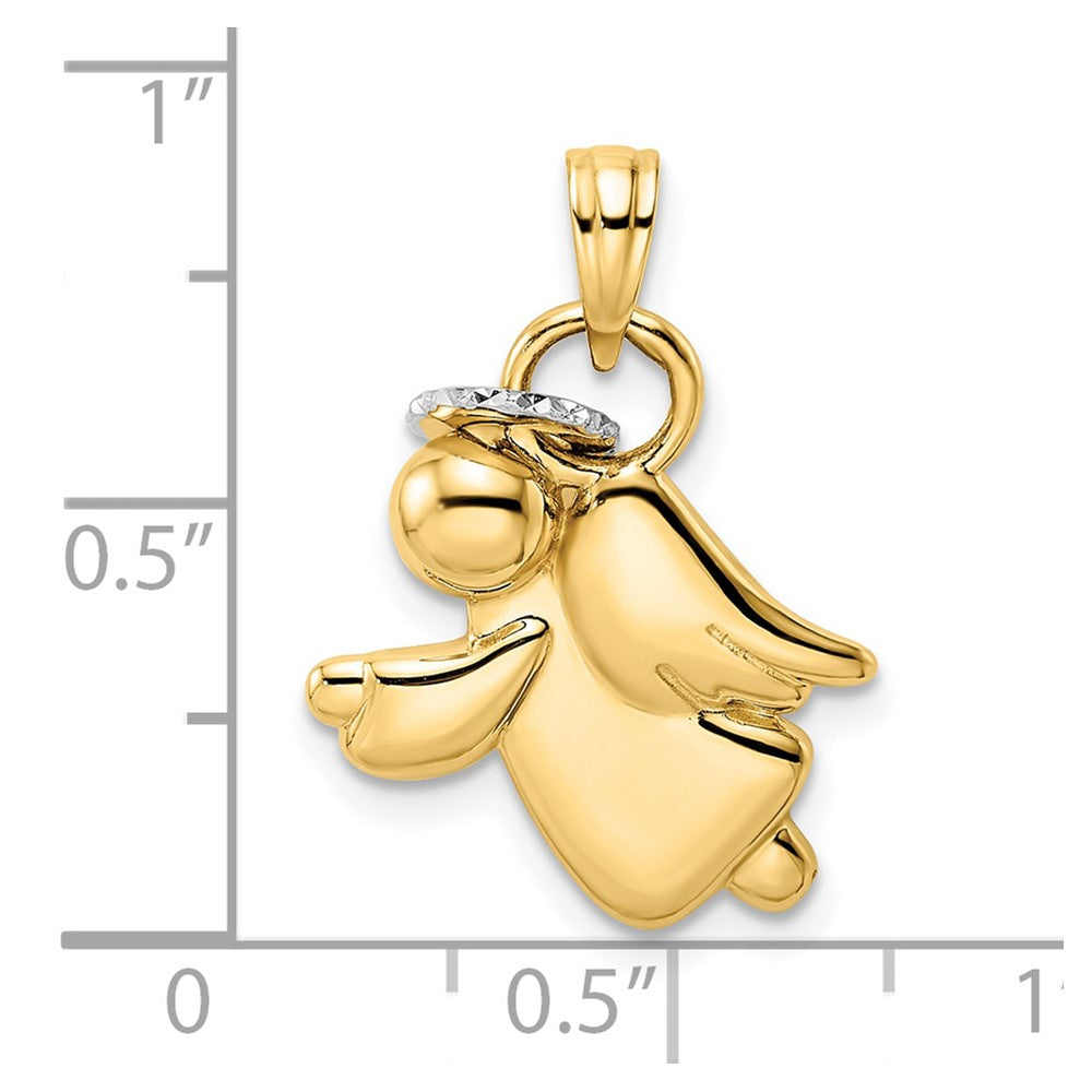 14k Yellow & Rhodium 17.14 mm D/C Halo on Angel Pendant (2.3 grams)