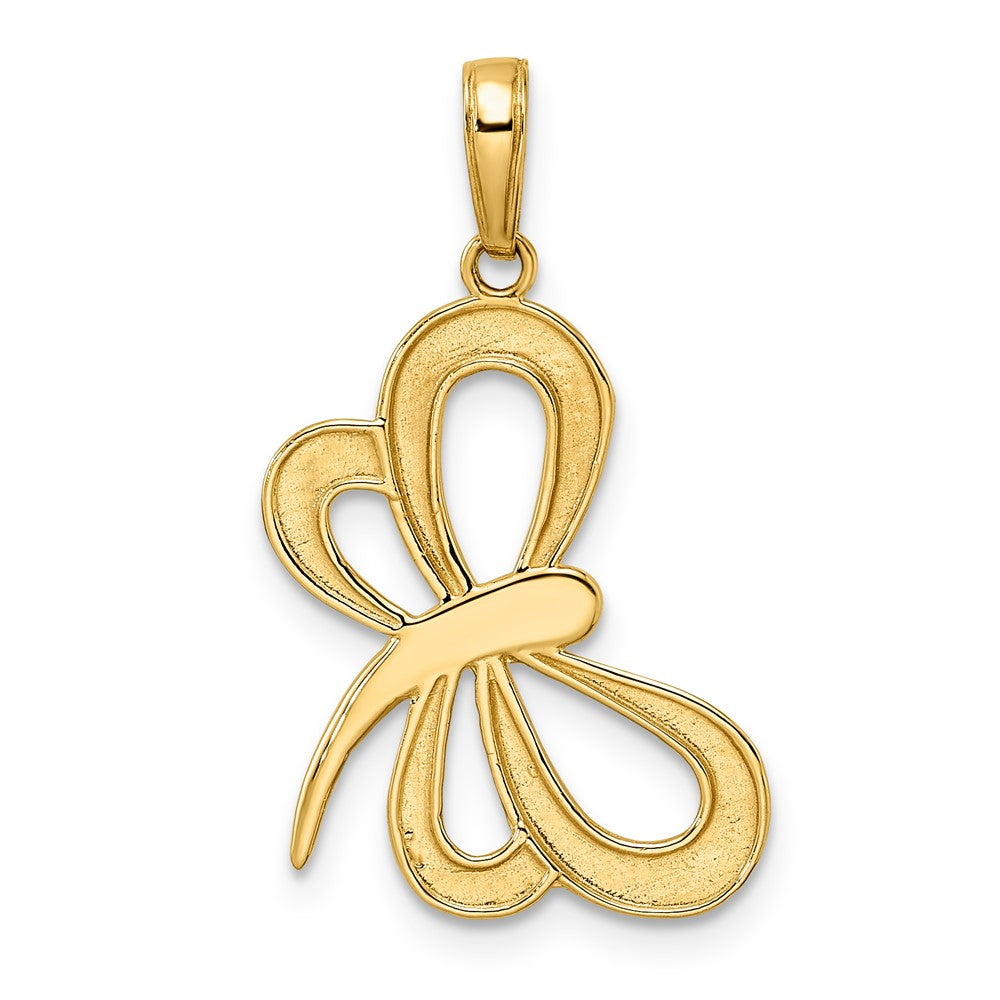 14k Yellow & Rhodium 15.53 mm Diamond-cut Dragonfly Pendant (1.51 grams)