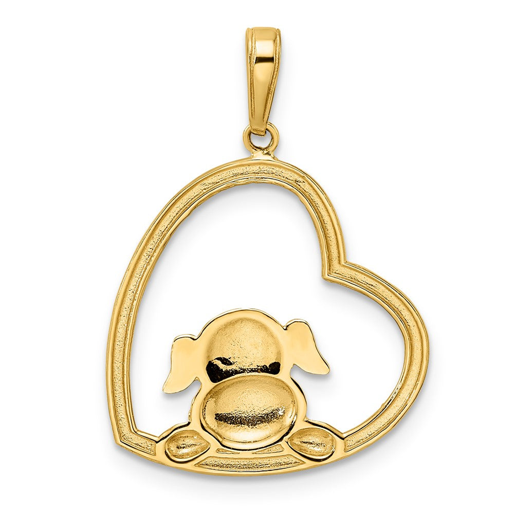 14k Yellow & Rhodium 19.25 mm D/C Puppy in Heart Pendant (1.81 grams)