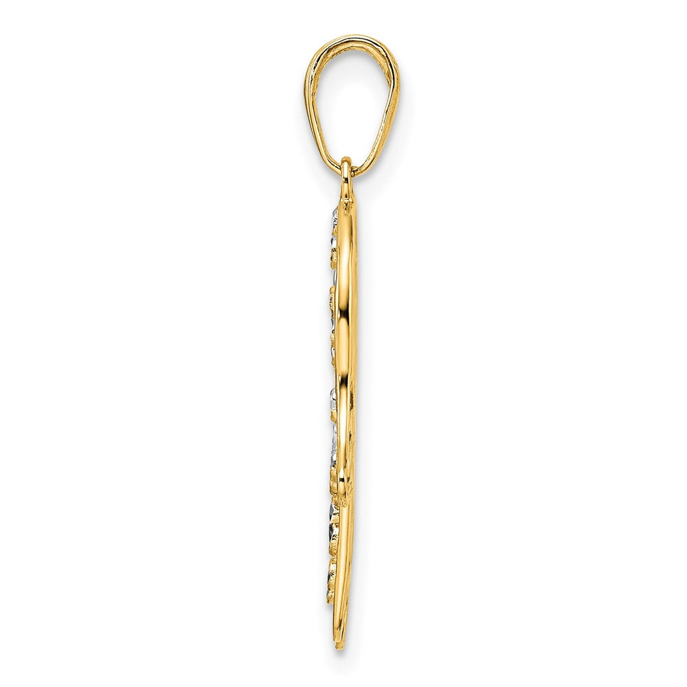 14k Yellow & Rhodium 18.74 mm D/C Fancy Hamsa Pendant (1.28 grams)