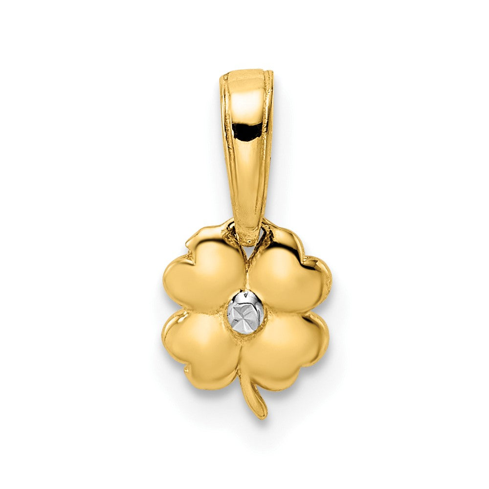 14k & White Rhodium D/C 4 Leaf Clover Pendant (0.56 grams)