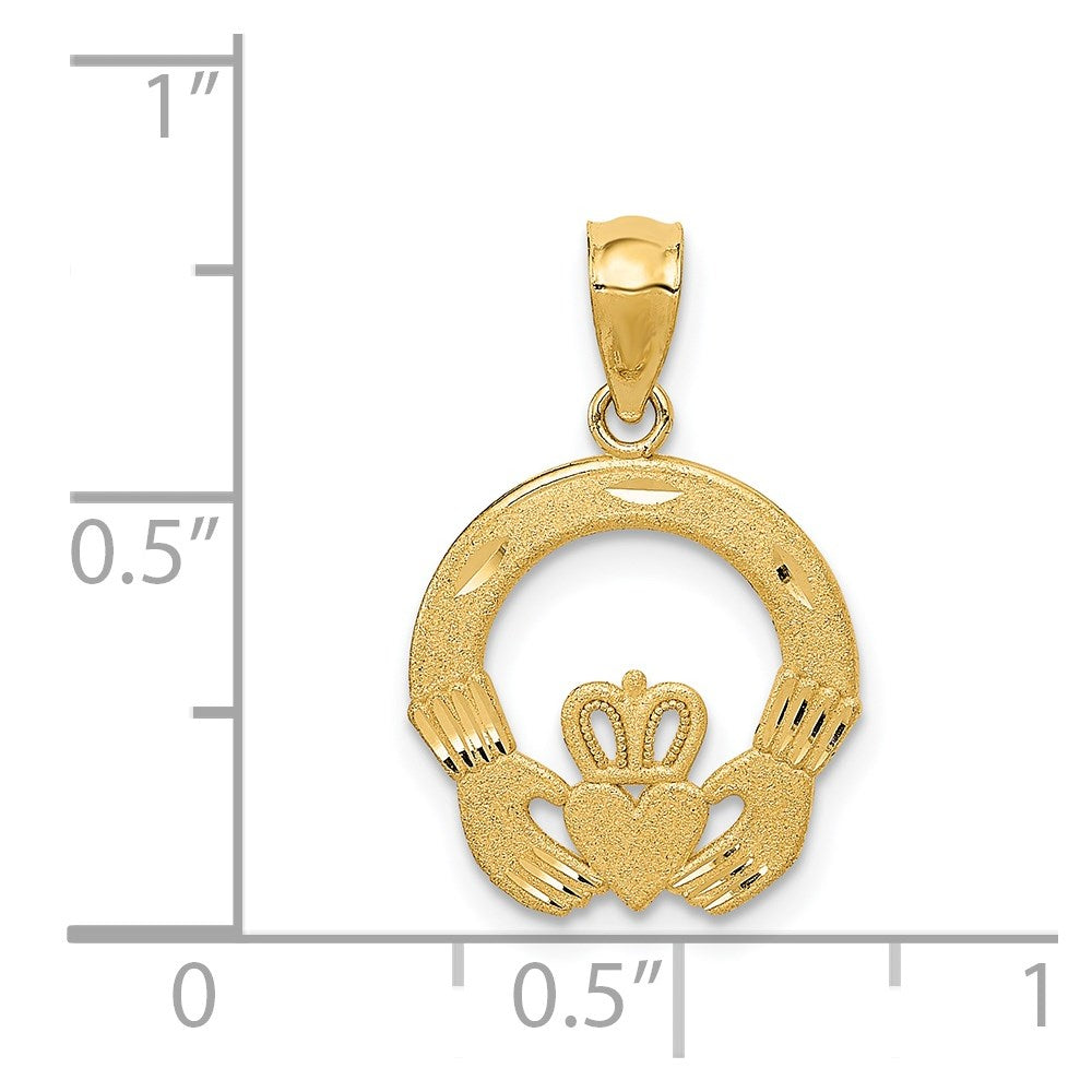 14k Yellow Gold 14 mm Claddagh Charm (0.56 grams)