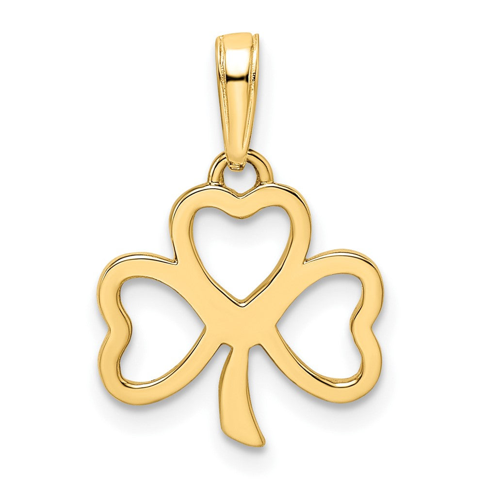 14k Yellow & Rhodium 13.89 mm Diamond-cut Clover Pendant (1.19 grams)