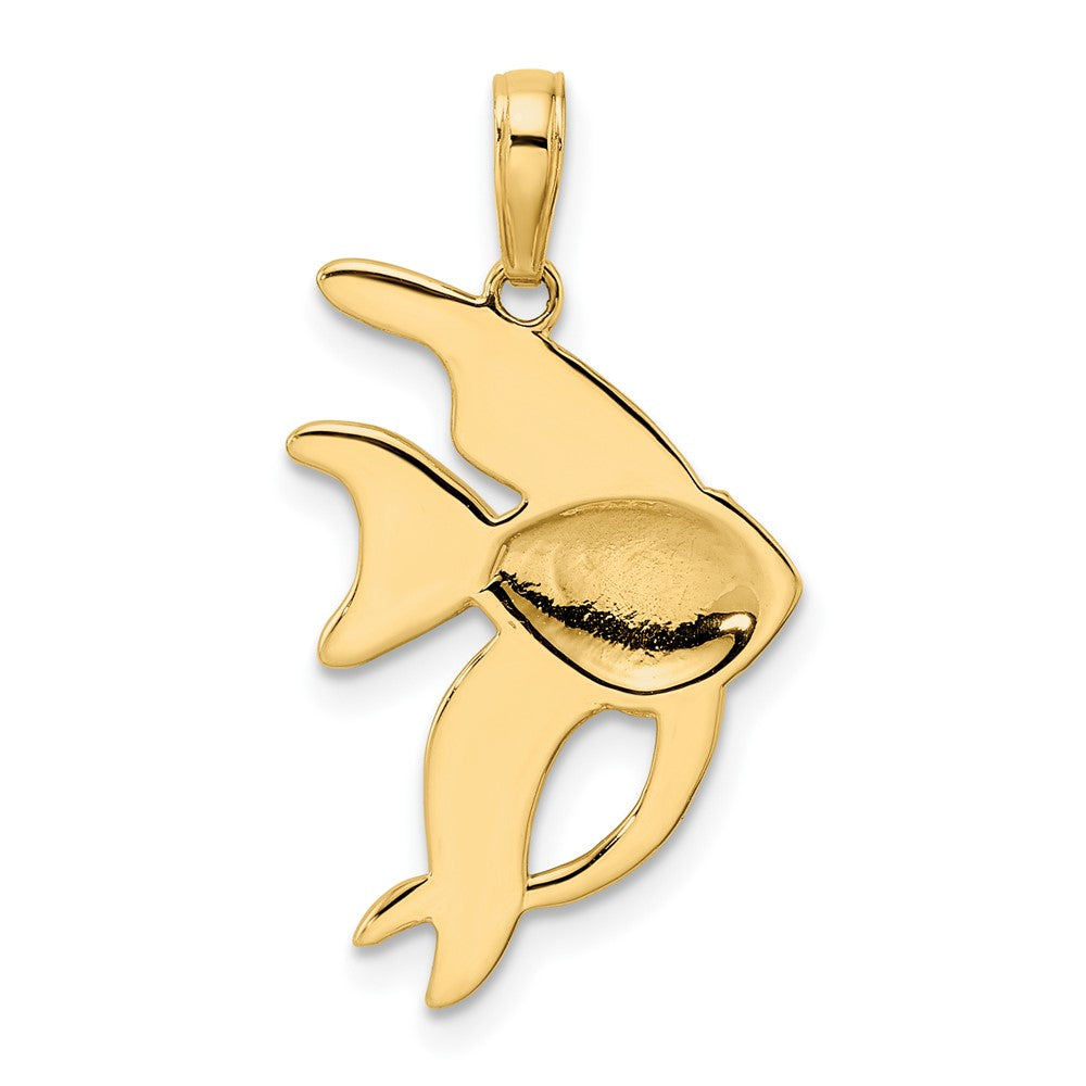 14k Yellow & Rhodium 15 mm D/C Angel Fish Pendant (1.76 grams)