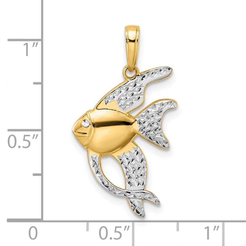 14k Yellow & Rhodium 15 mm D/C Angel Fish Pendant (1.76 grams)