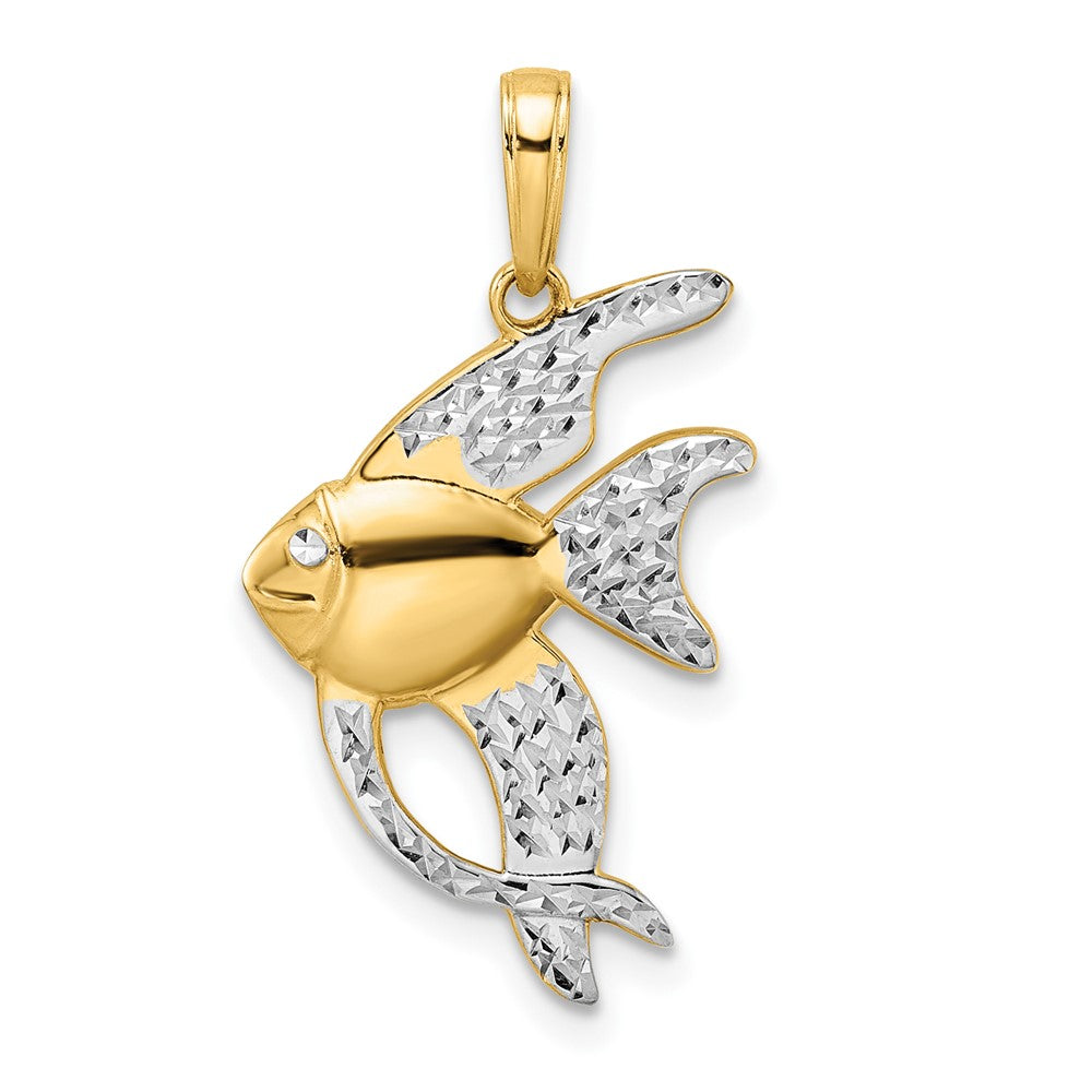14k Yellow & Rhodium 15 mm D/C Angel Fish Pendant (1.76 grams)