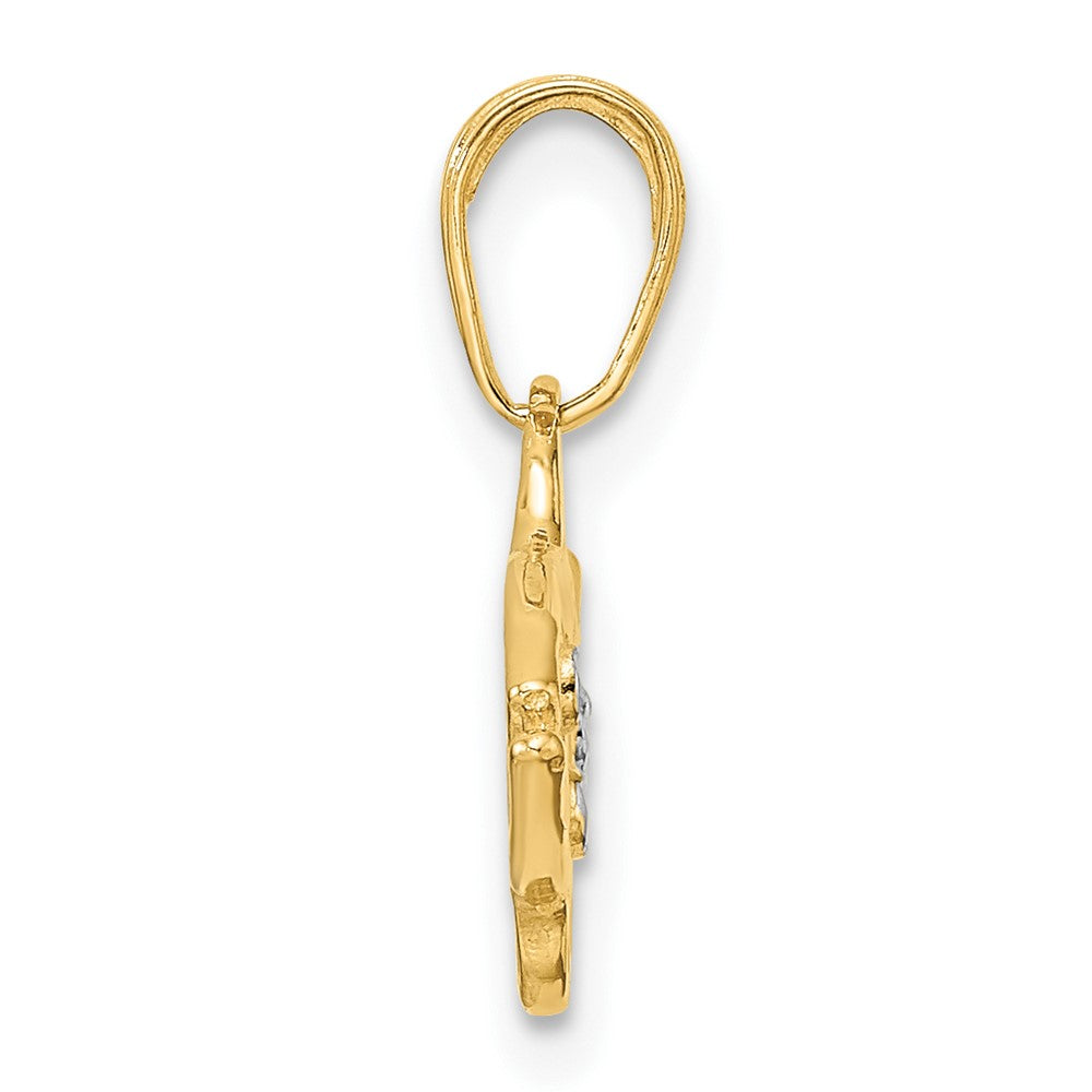 14k Yellow & Rhodium 23 mm D/C Fish Pendant (1.29 grams)