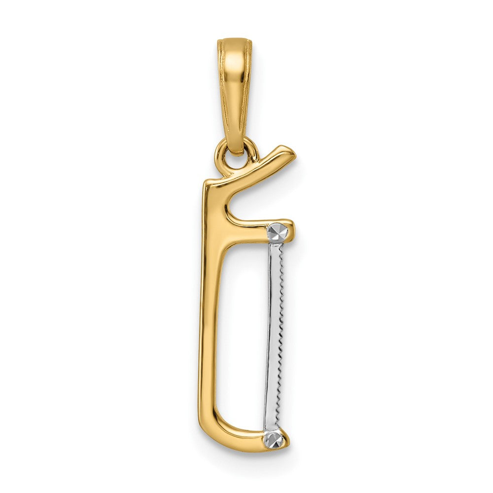 14k Yellow & Rhodium 5 mm D/C Hacksaw Pendant (0.66 grams)