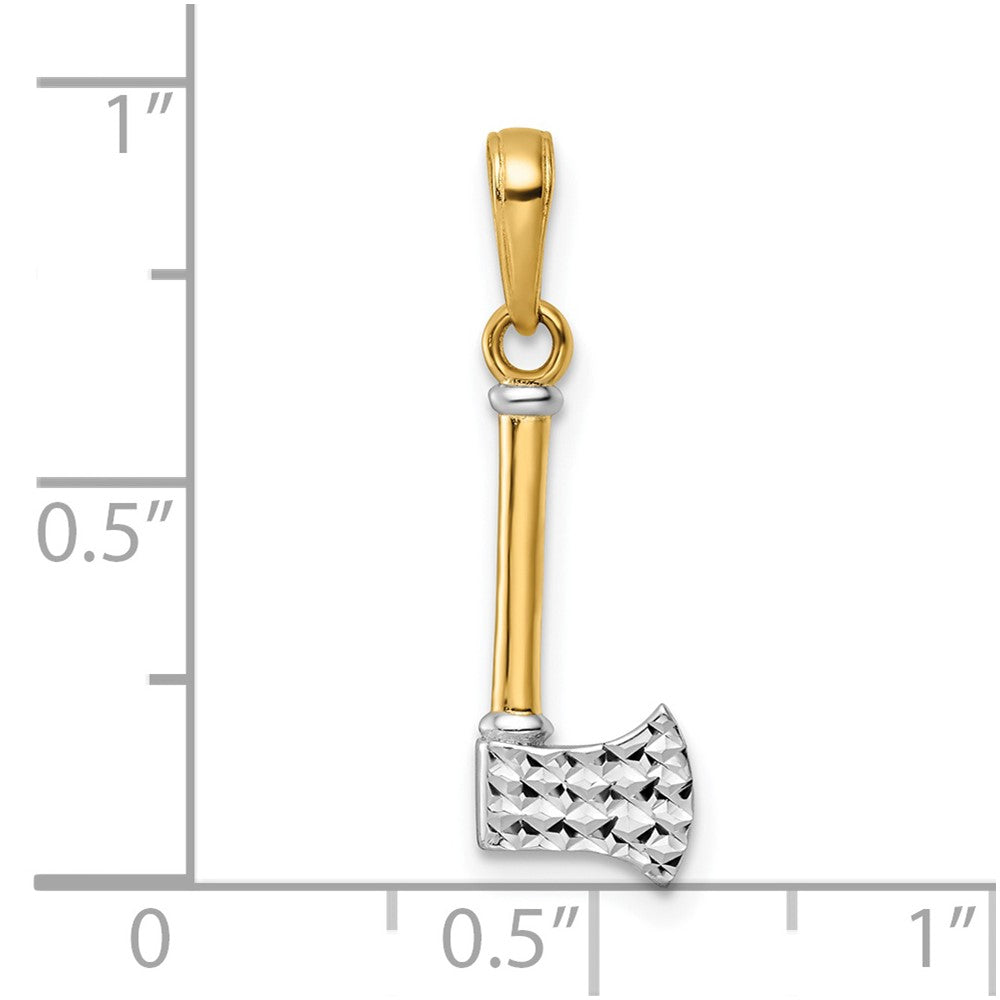 14k Yellow & Rhodium 6 mm D/C Axe Pendant (0.93 grams)