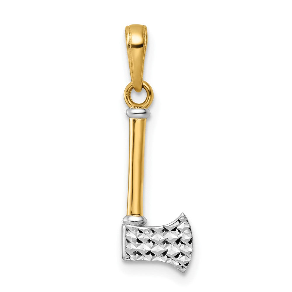 14k Yellow & Rhodium 6 mm D/C Axe Pendant (0.93 grams)
