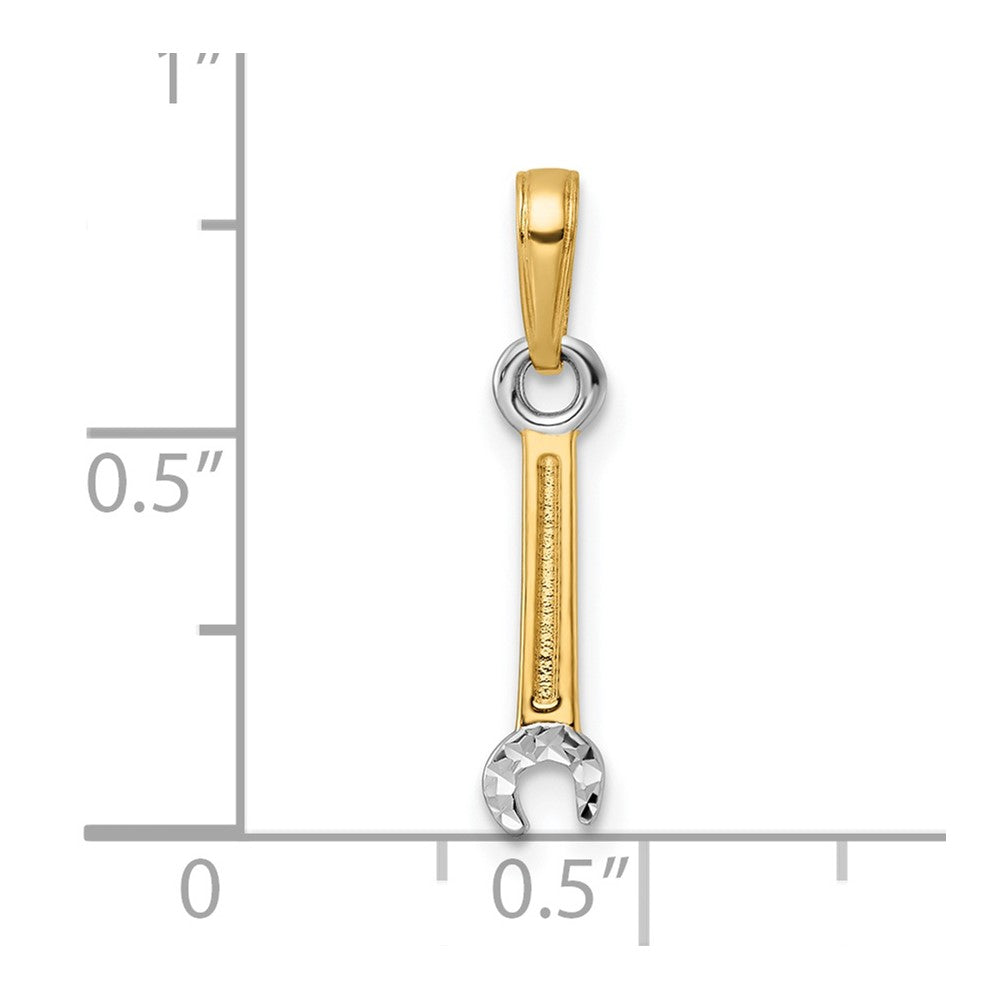 14k Yellow & Rhodium 4 mm D/C Wrench Pendant (0.55 grams)