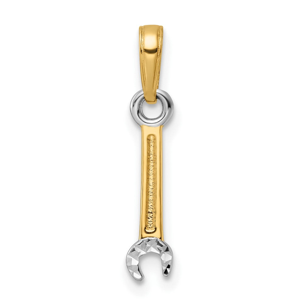 14k Yellow & Rhodium 4 mm D/C Wrench Pendant (0.55 grams)