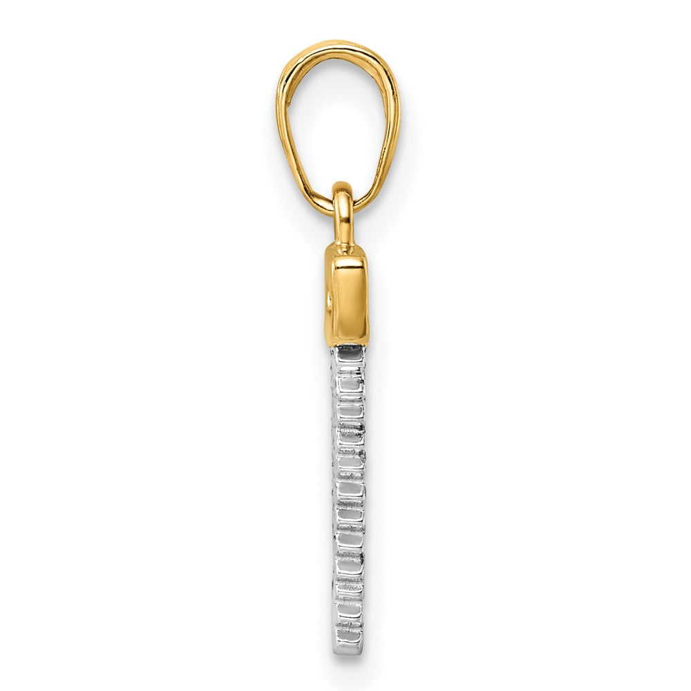 14k Yellow & Rhodium 10 mm D/C Saw Pendant (1.09 grams)
