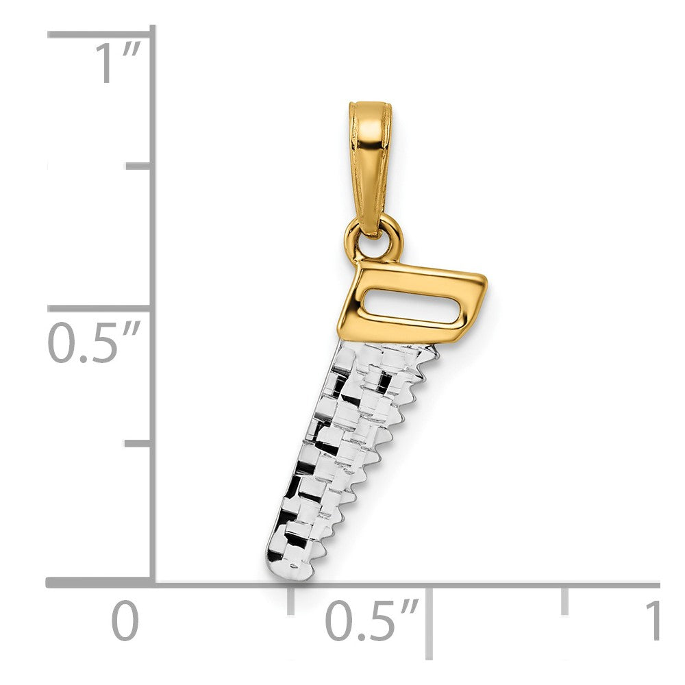 14k Yellow & Rhodium 10 mm D/C Saw Pendant (1.09 grams)